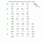 Math Worksheets 3rd Grade Ordering Numbers To 10000