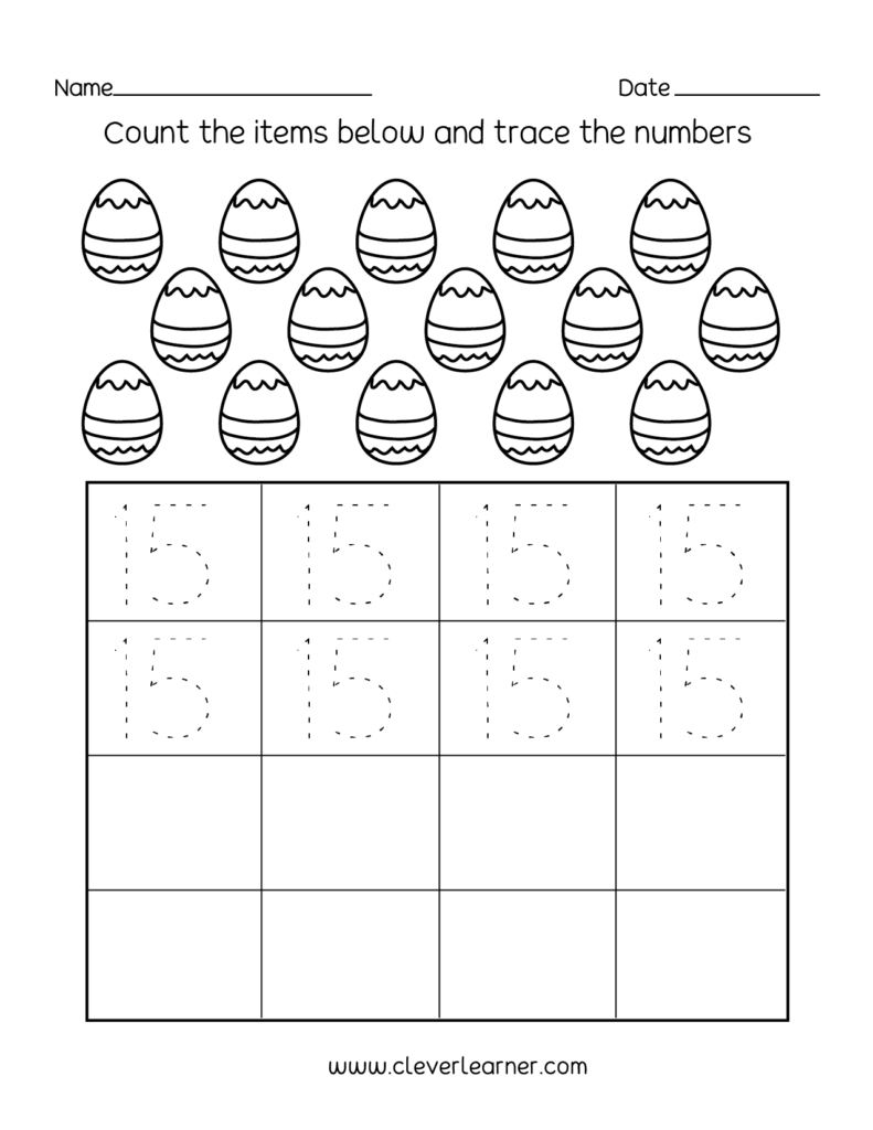 Number 15 Writing Counting And Identification Printable Worksheets For 