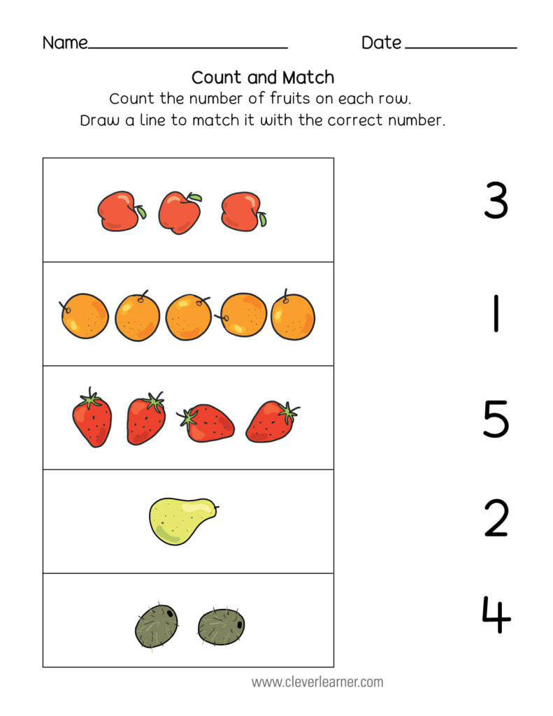 Number Matching Counting And Number Writing Worksheets