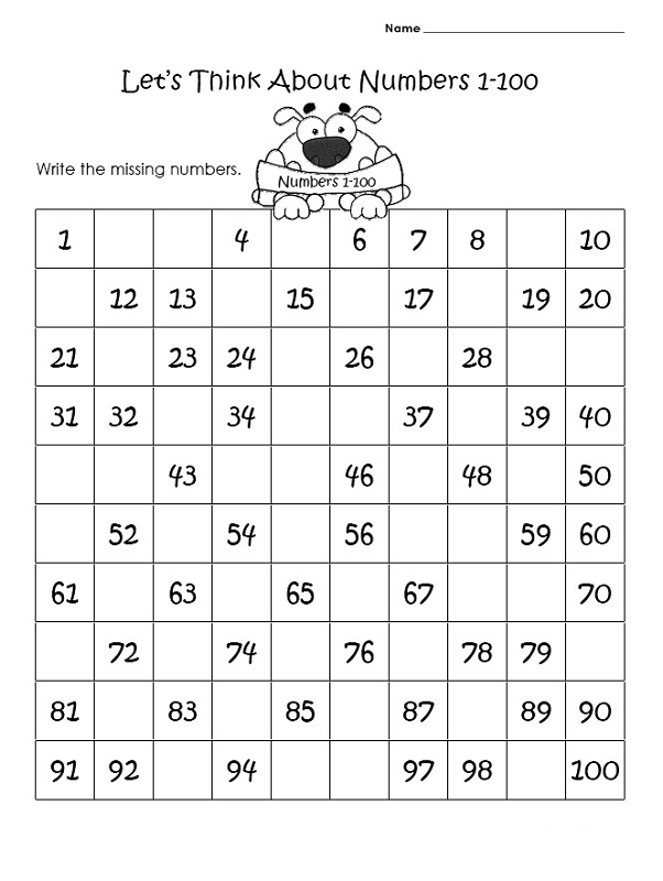 Number Worksheets 1 100 Printable Activity Shelter