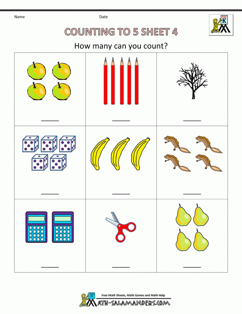 Preschool Counting Worksheets Counting To 5