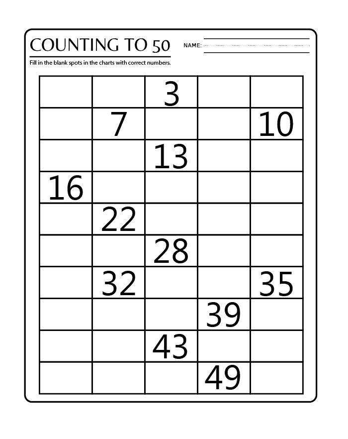 Printable 1 50 Number Charts And Worksheet 101 Activity