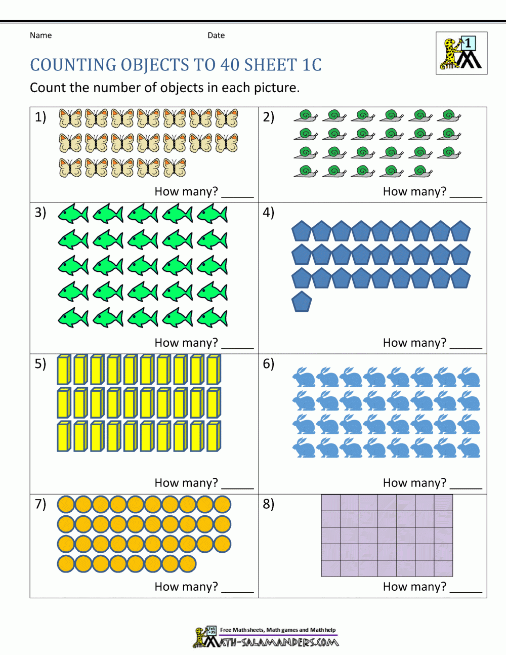 Printable Counting Worksheet Counting Up To 50