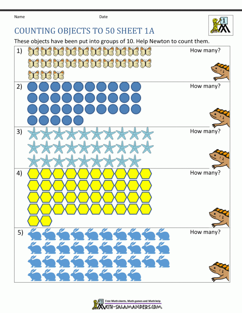 Printable Counting Worksheet Counting Up To 50