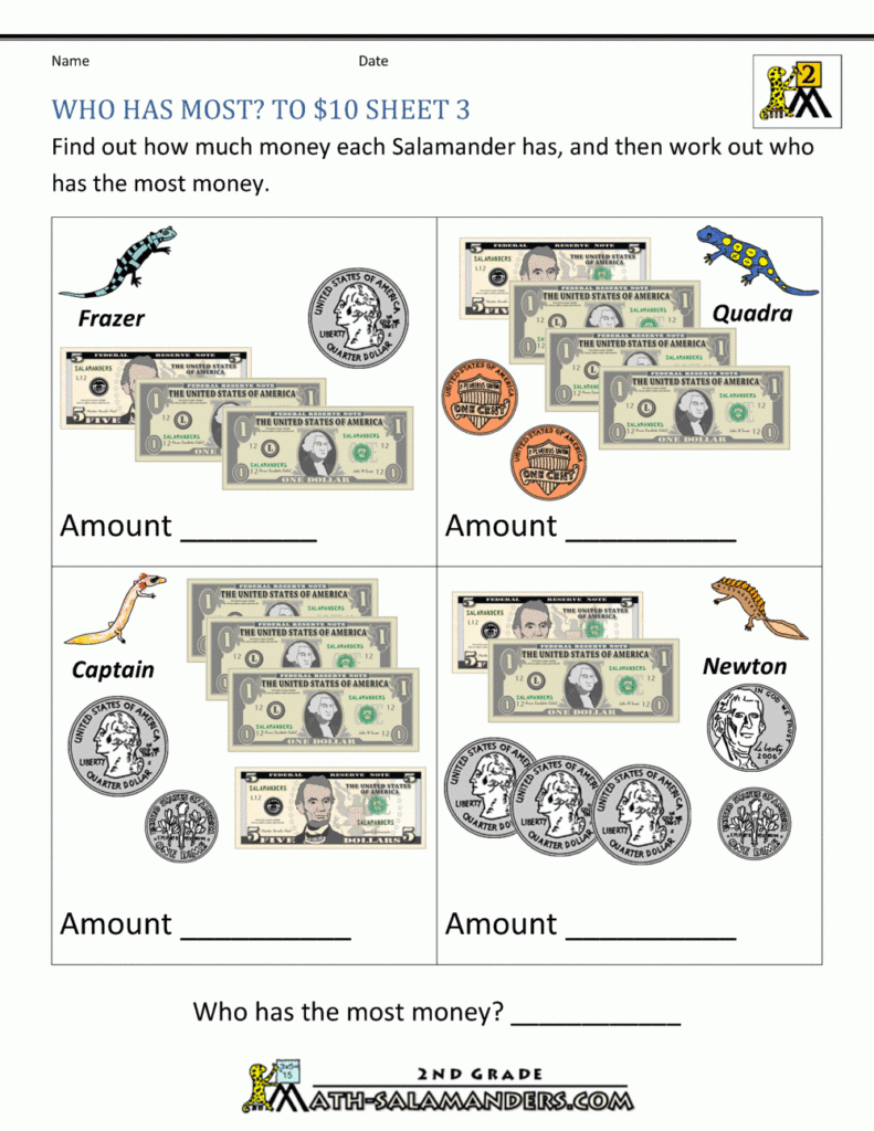 Printable Money Worksheets To 10