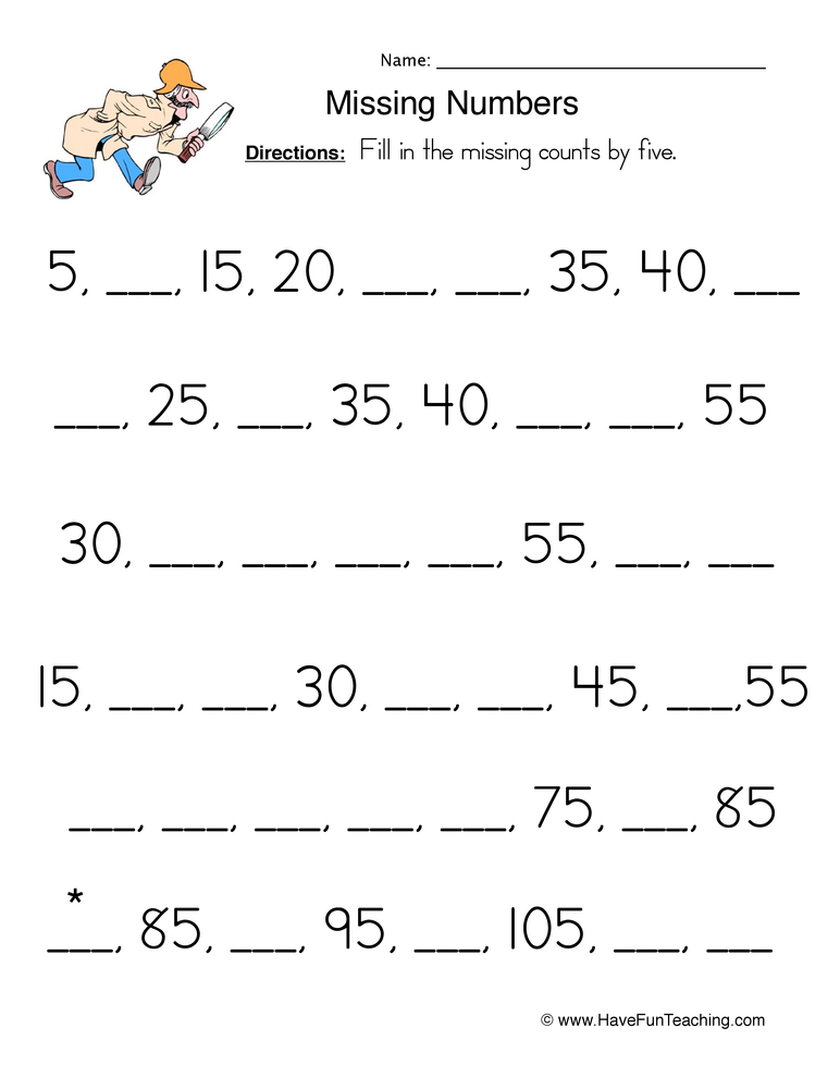 Resource Counting Count Fives Worksheet 2