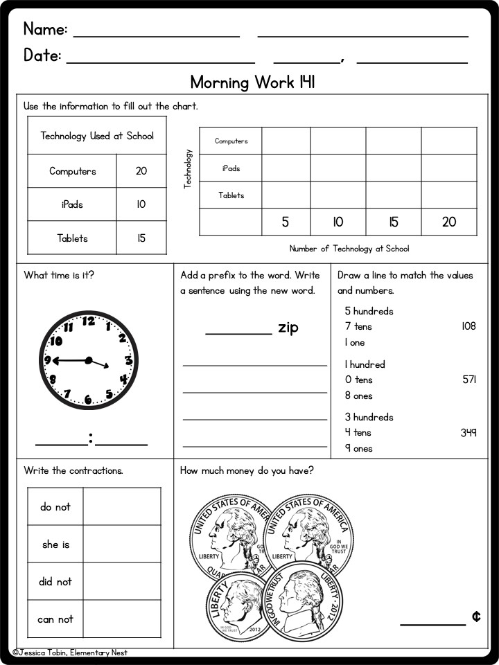 Second Grade Morning Work 4th Quarter Elementary Nest