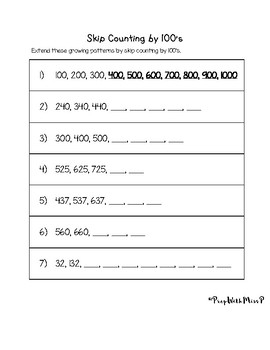 Skip Counting By 100 39 s Worksheet Ontario Curriculum By Prep With Miss P