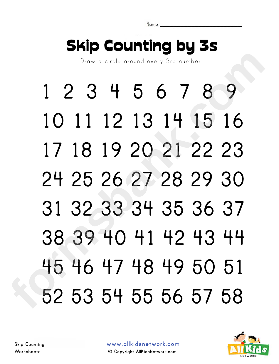 Skip Counting By 3s Worksheet Template Printable Pdf Download ...