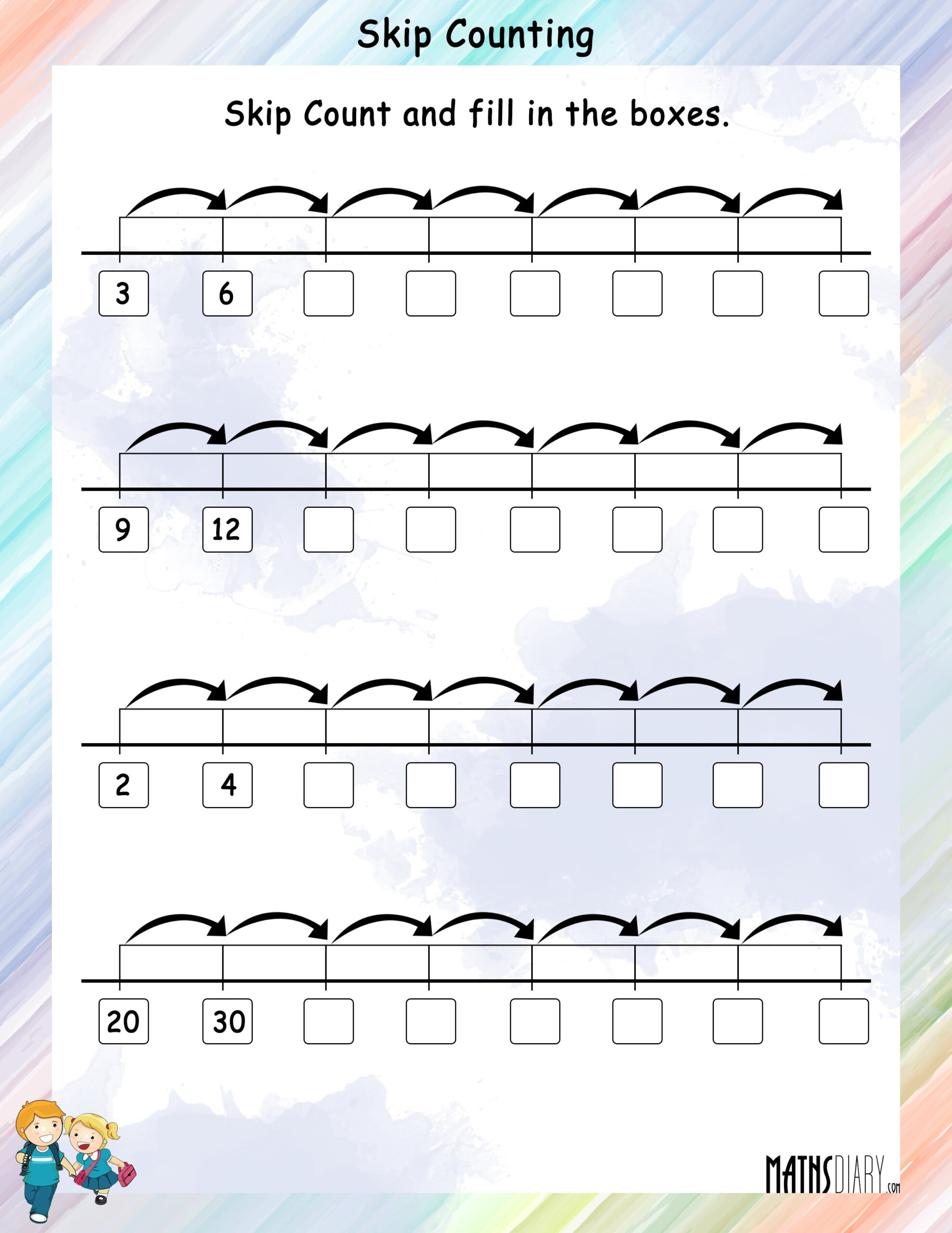 Skip Counting Multiplication Rule Math Worksheets MathsDiary