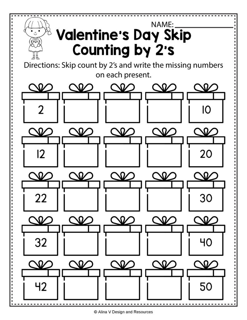 Valentine 39 s Day Skip Count By 2 39 s Math Worksheets And Activities For 