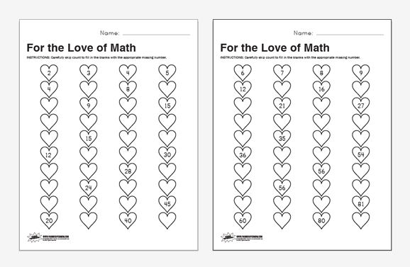 Valentines Skip Count Math Worksheets Paging Supermom