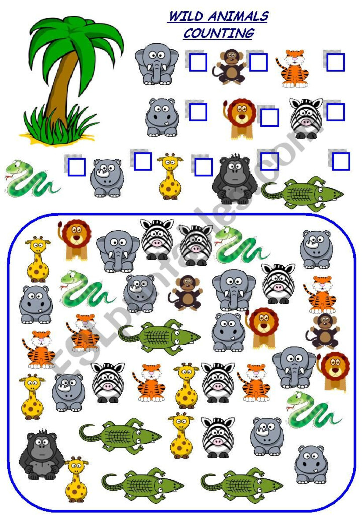 Wild Animals Counting ESL Worksheet By Esti1975